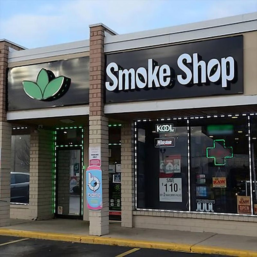 Somke Shop With Leave Logo 3D Frontlit Letters Metal Led Sign - Shineneon