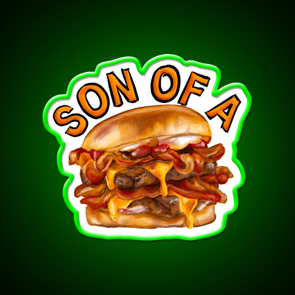 Son Of A Baconator Fast Food Led Neon Sign For Burger Place Rgb Color - Shineneon