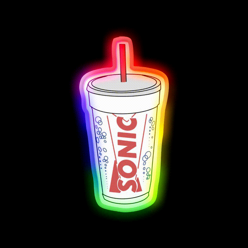 Sonic Cup Fast Food Led Neon Sign For Burger Place Rgb Color - LED neon sign close-up detail