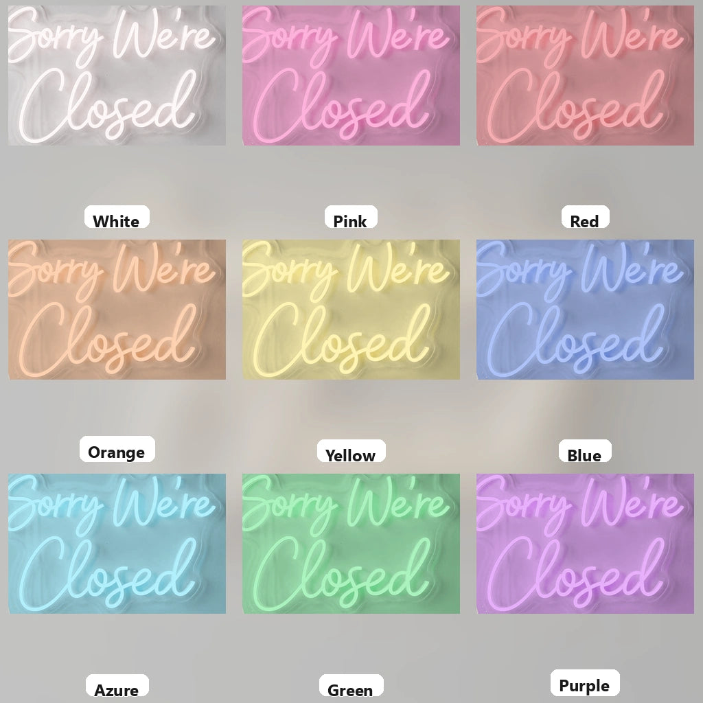 Sorry We're Closed LED Neon Sign - 05 Color Grid