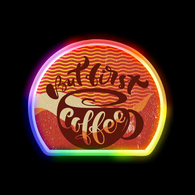 Sorrymy Heart Wants Coffee First Cafe Led Neon Sign Espresso Bar Art Rgb Color