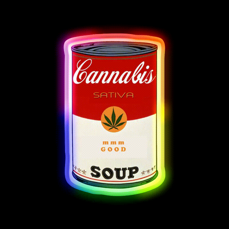 Soup Hemp Inspired Green Leaf Led Neon Sign Rgb Color - LED neon sign close-up detail