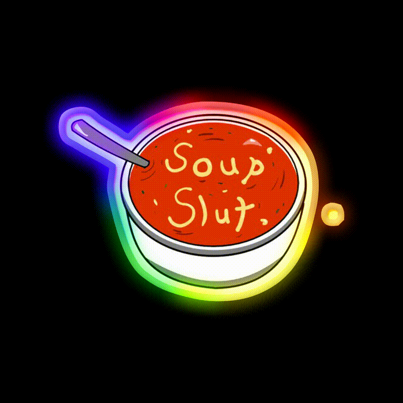 Soup Slut Snack Food Led Neon Sign Rgb Color - LED neon sign close-up detail