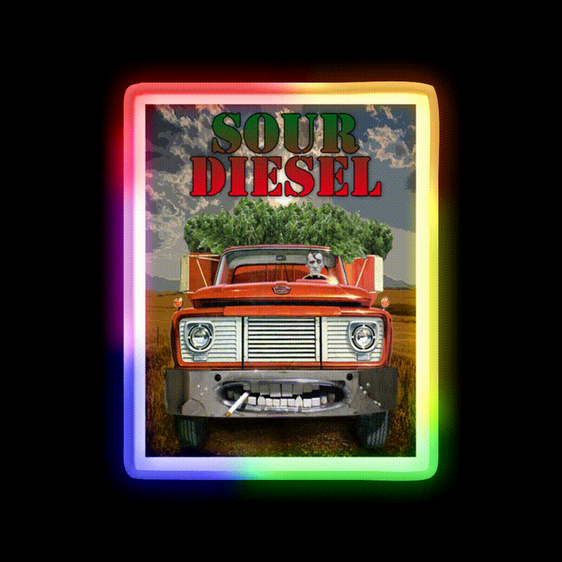 Sour Diesel Hemp Inspired Green Leaf Led Neon Sign 420 Neon Decor Rgb Color - LED neon sign close-up detail