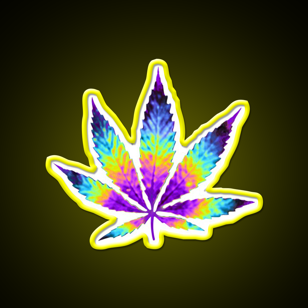 Sour Diesel Holo Leaf Hemp Inspired Green Leaf Led Neon Sign Rgb Color - LED neon sign view 7