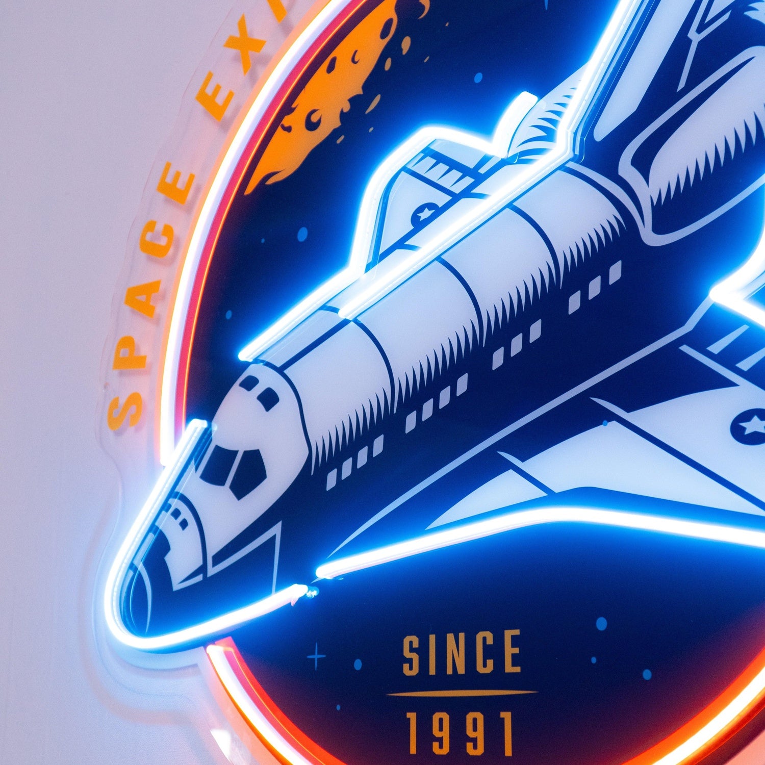 Space Expeditions Blue-Orange Uv Printed Led Neon Sign For Theme Decor | Shineneon