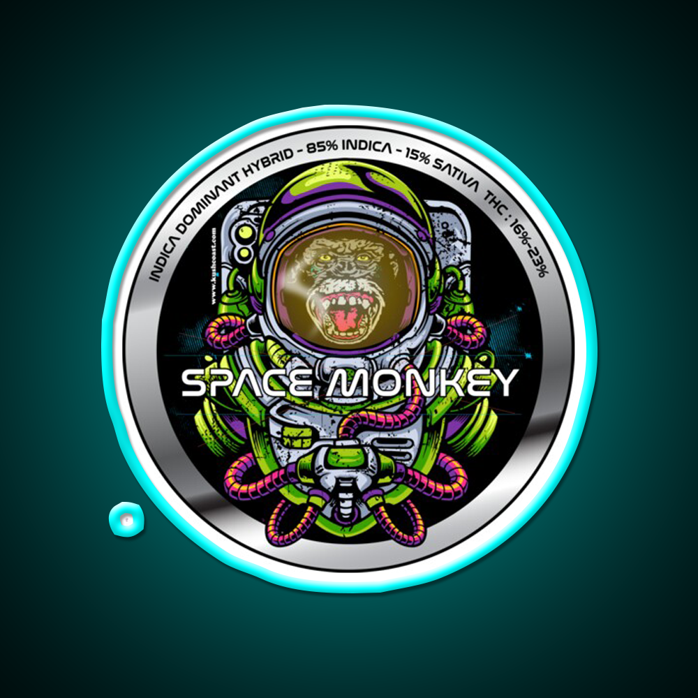 Space Monkey Strain Art Hemp Inspired Green Leaf Led Neon Sign Rgb Color - Size and dimension reference