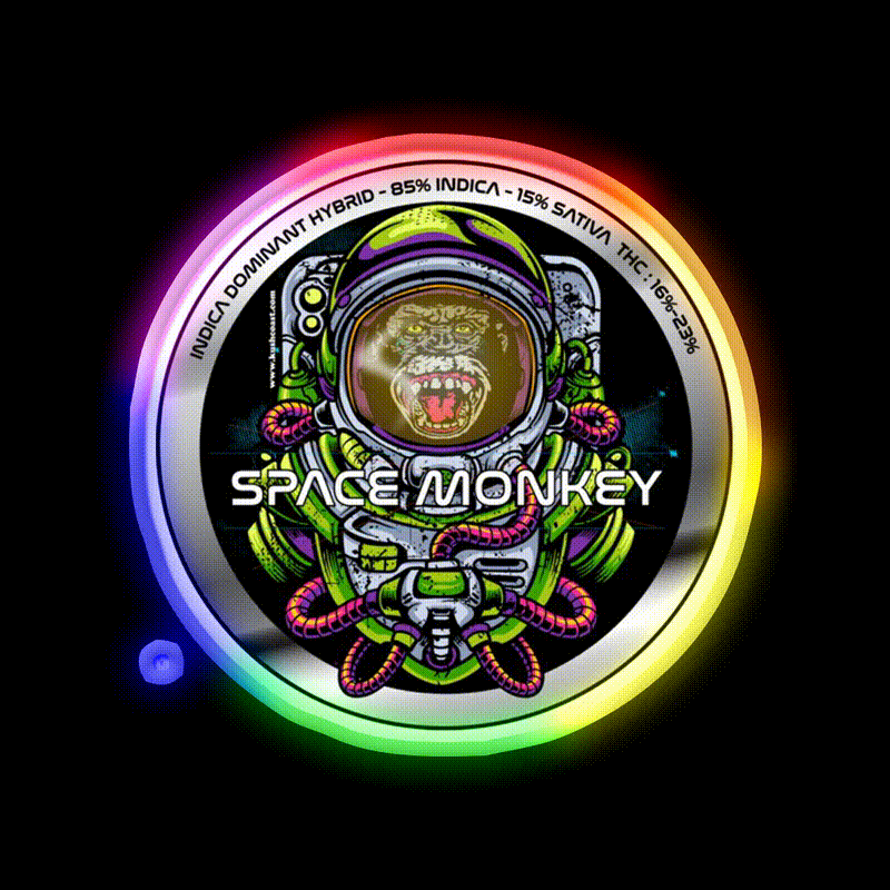 Space Monkey Strain Art Hemp Inspired Green Leaf Led Neon Sign Rgb Color - LED neon sign close-up detail