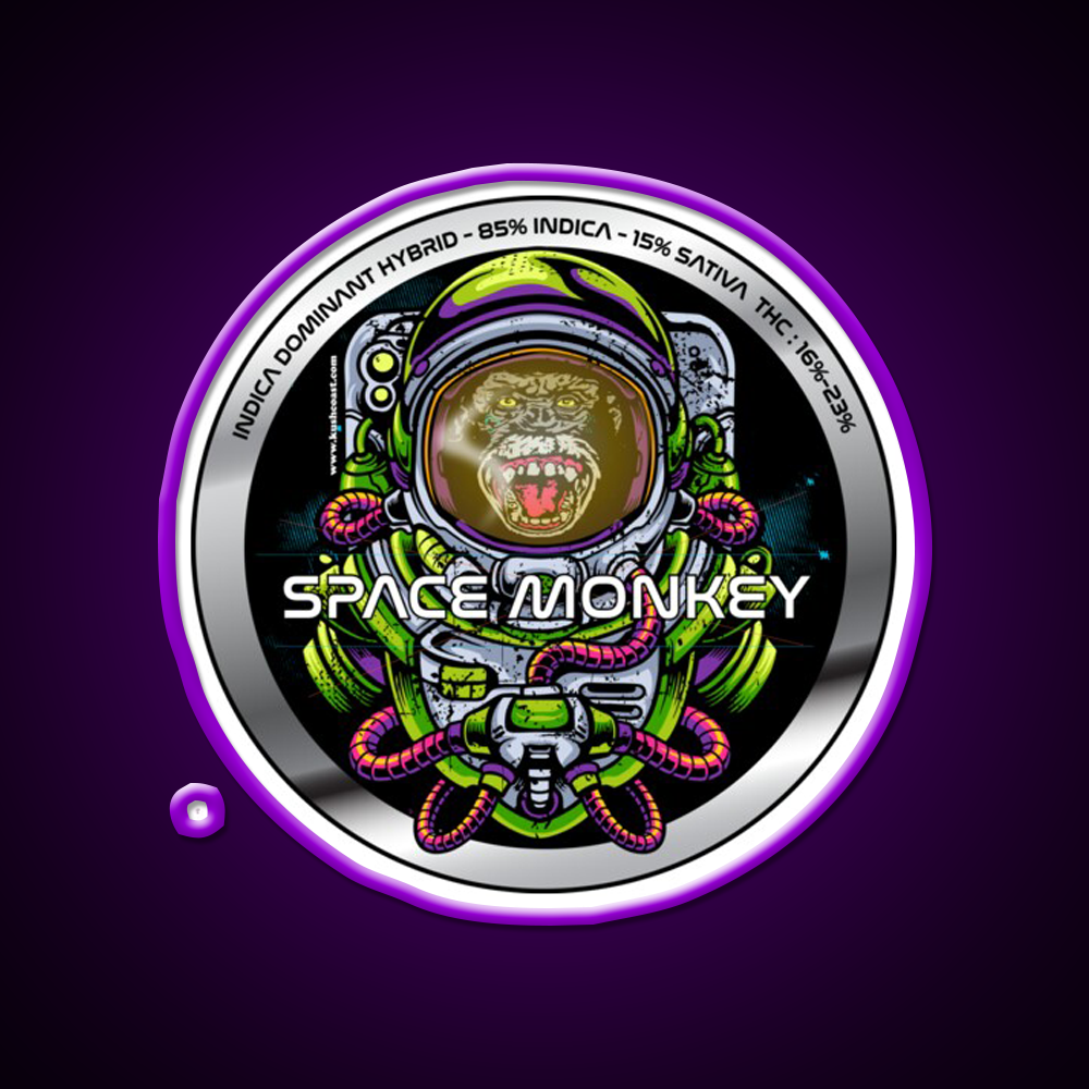 Space Monkey Strain Art Hemp Inspired Green Leaf Led Neon Sign Rgb Color - LED neon sign view 9