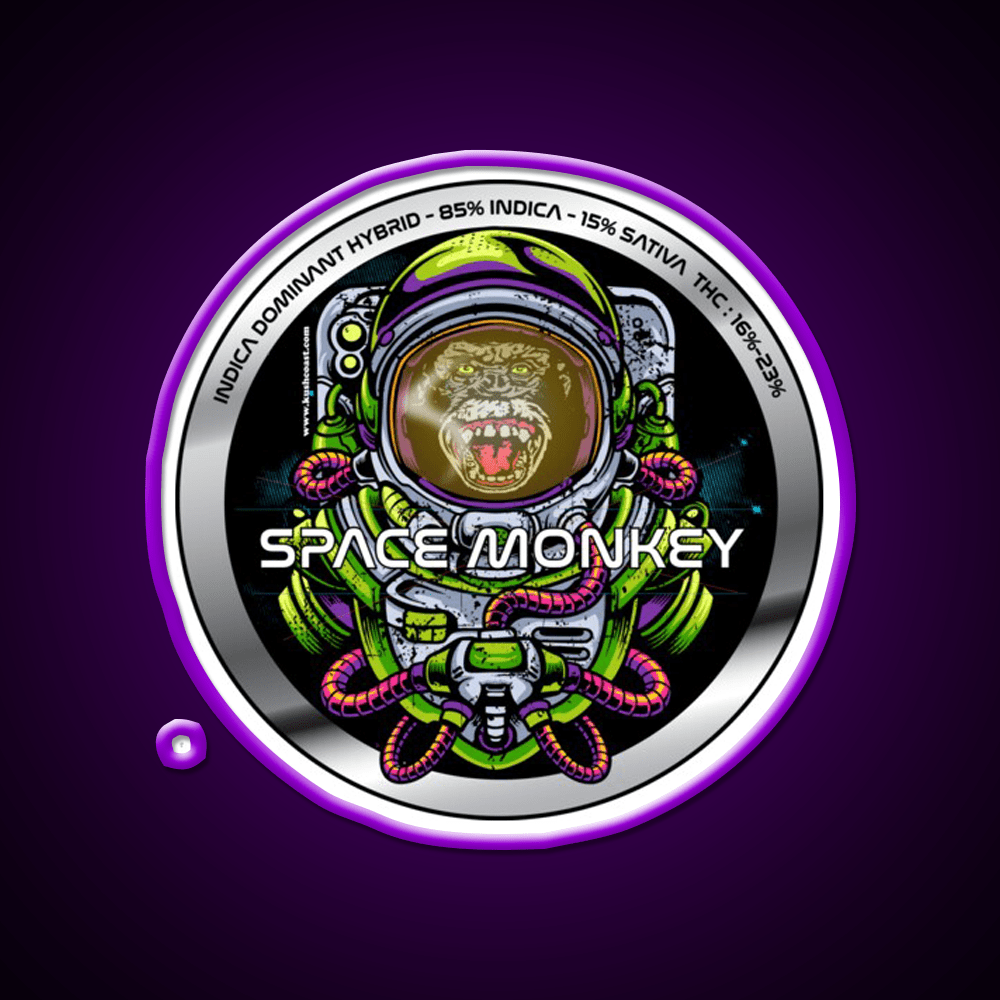 Space Monkey Strain Art Hemp Inspired Green Leaf Led Neon Sign Rgb Color - Shineneon