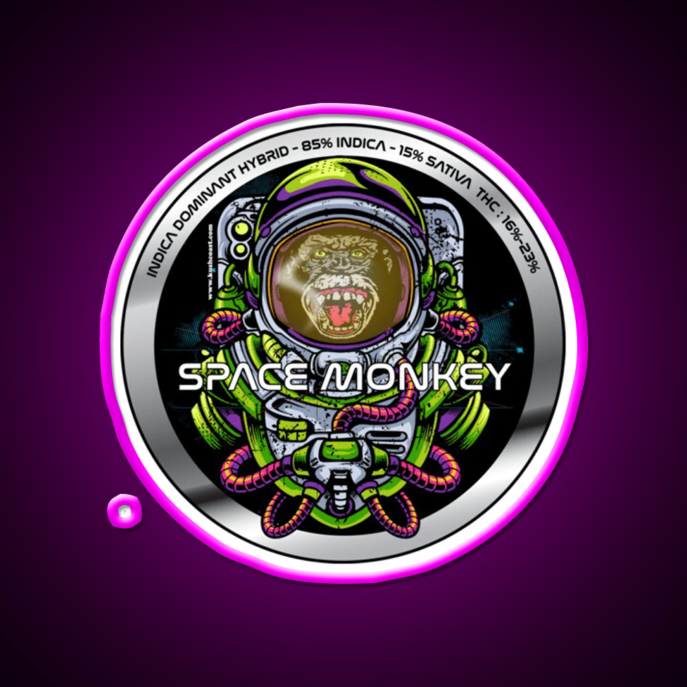 Space Monkey Strain Art Hemp Inspired Green Leaf Led Neon Sign Rgb Color - Shineneon