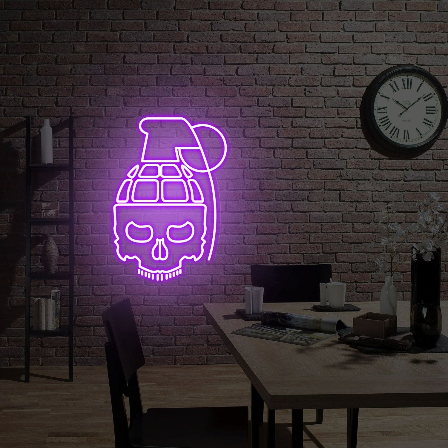 Space Pineapple Bomb Skull Led Neon Sign | Shineneon