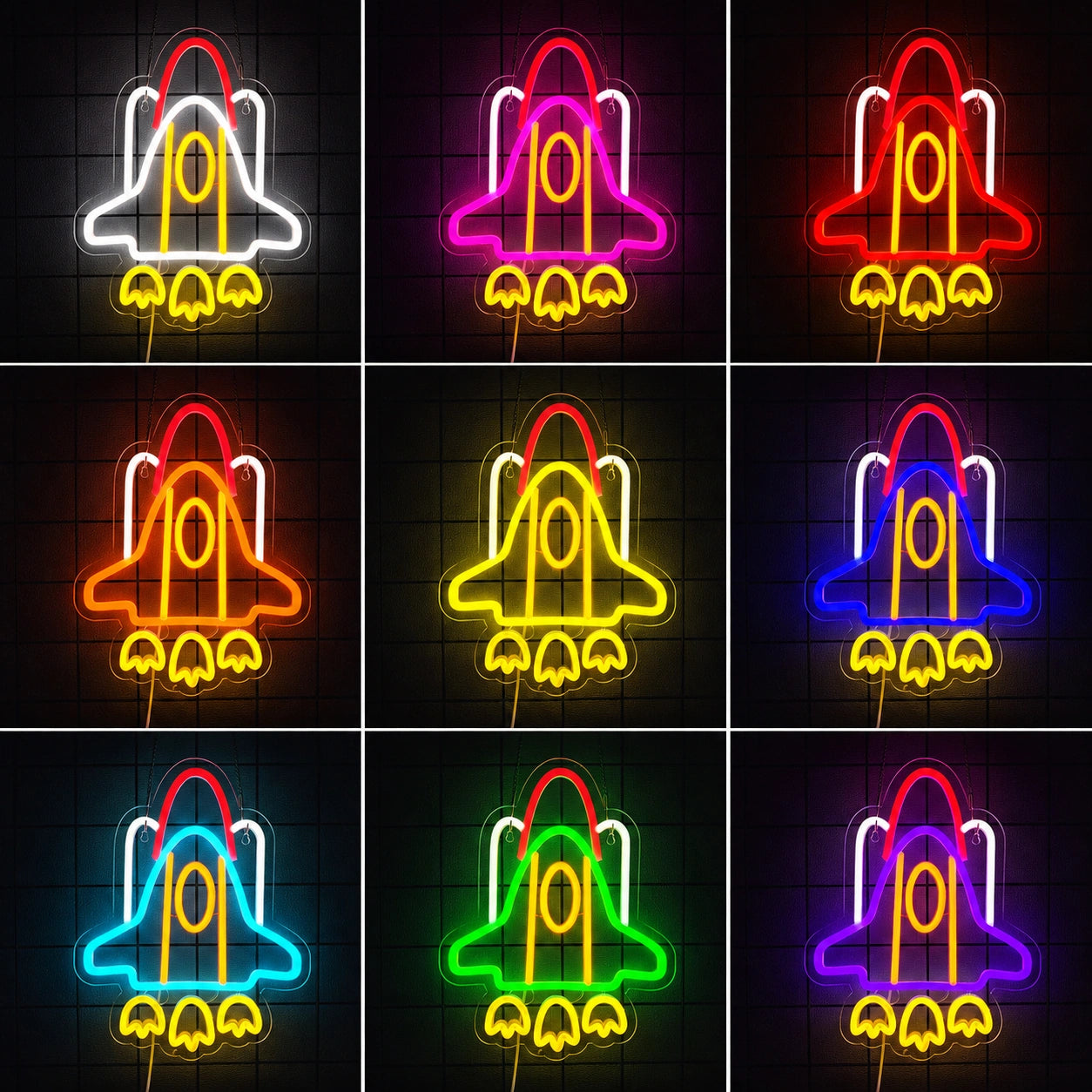 Space Shuttle Neon Sign LED Neon Sign color grid