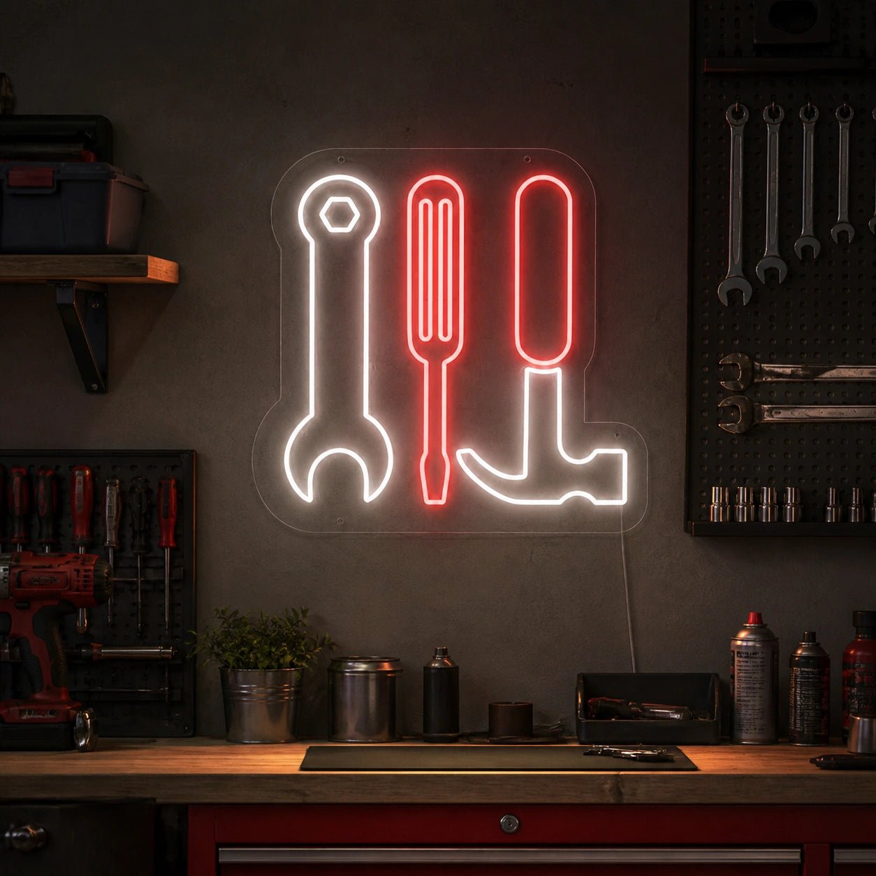 Spanner Hammer Screwdriver Vintage LED Neon Sign - Shineneon
