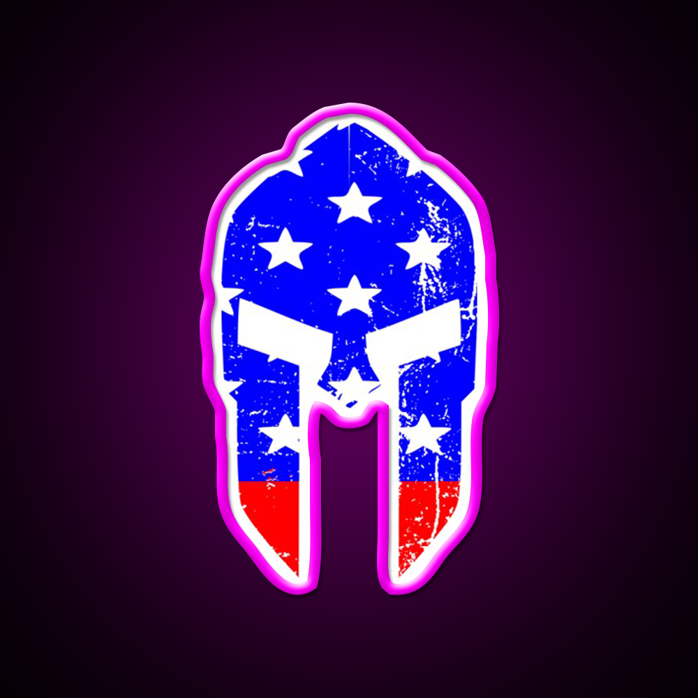 Spartan Helmet America Gym Fitness Led Neon Sign Rgb Color