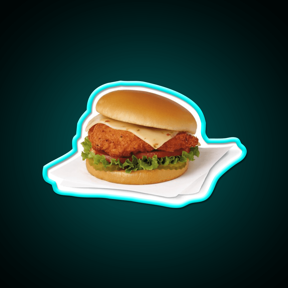 Spicy Chicken Sandwich Fast Food Led Neon Sign For Burger Place Rgb Color - Shineneon