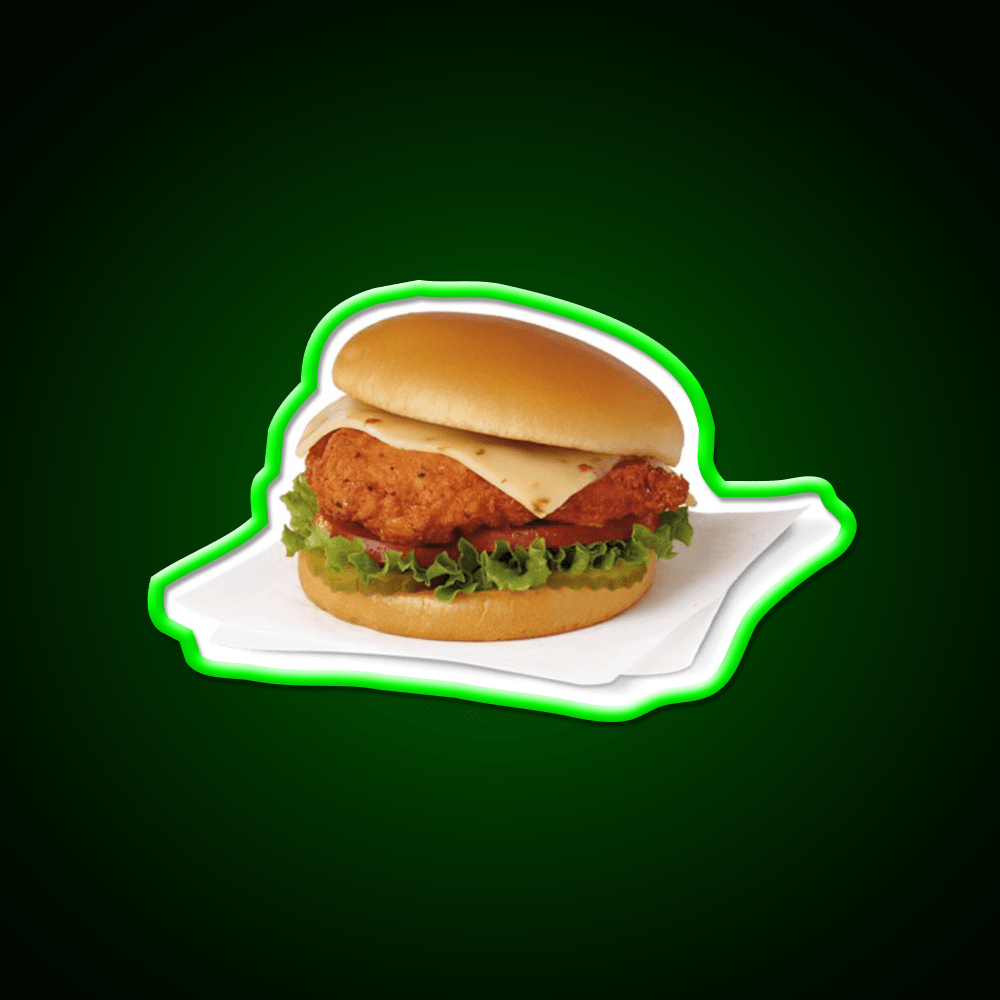 Spicy Chicken Sandwich Fast Food Led Neon Sign For Burger Place Rgb Color - Shineneon