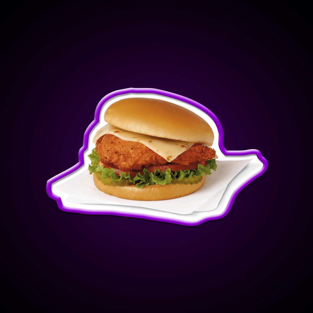 Spicy Chicken Sandwich Fast Food Led Neon Sign For Burger Place Rgb Color - Shineneon