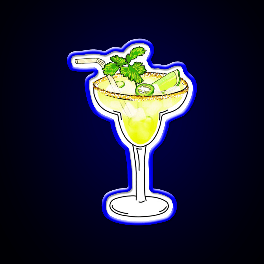 Spicy Jalapeno Margarita Cocktail Glass Cocktail Bar Decor Led Neon Sign Rgb Color - Shineneon