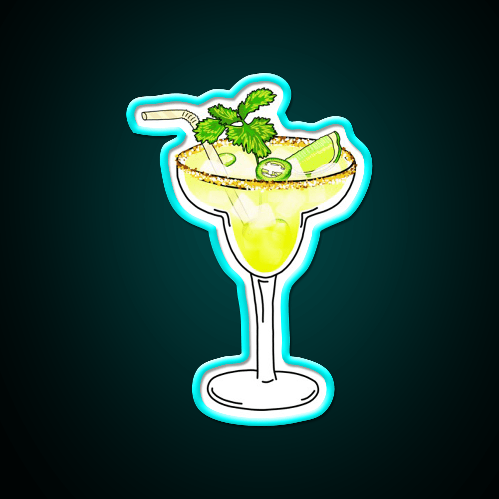 Spicy Jalapeno Margarita Cocktail Glass Cocktail Bar Decor Led Neon Sign Rgb Color - Shineneon
