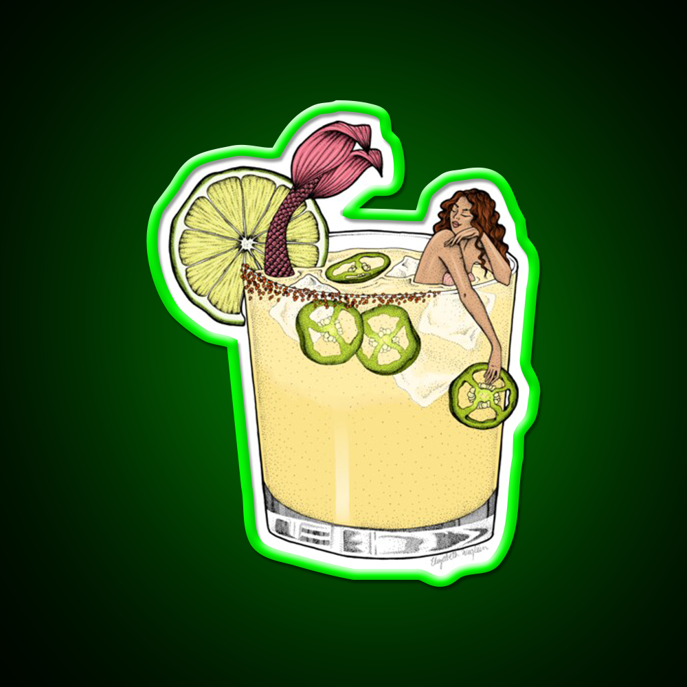 Spicy Margarita Mermaid Cocktail Bar Decor Led Neon Sign Rgb Color - LED neon sign view 8