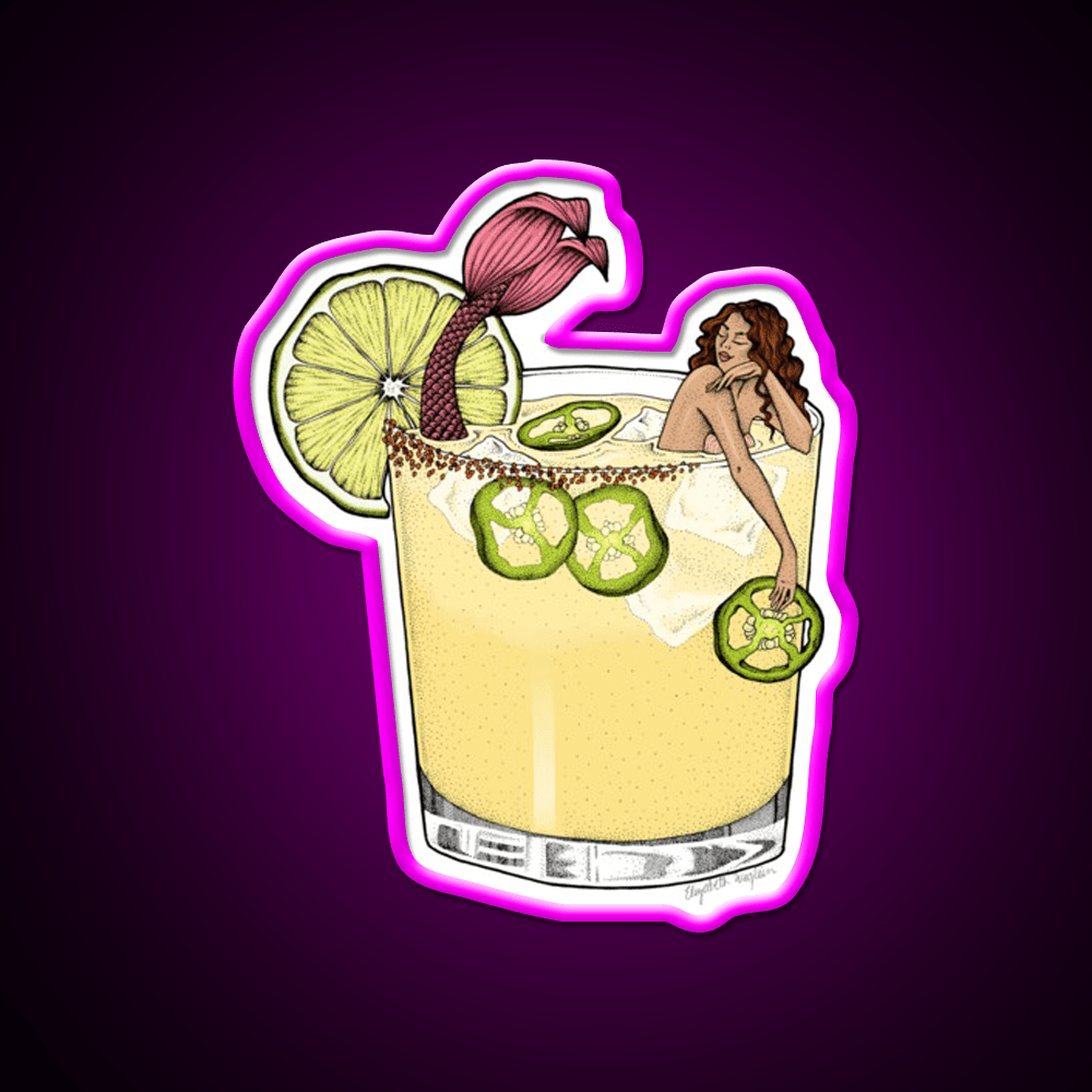 Spicy Margarita Mermaid Cocktail Bar Decor Led Neon Sign Rgb Color - Shineneon