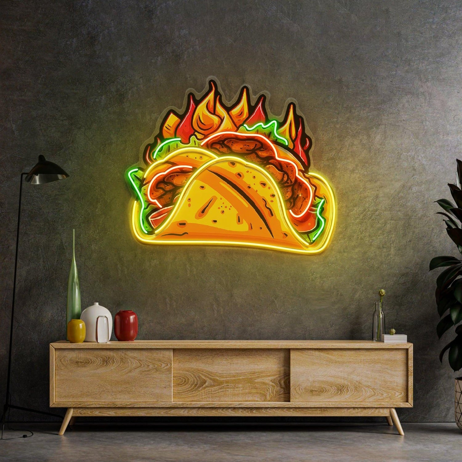 Spicy Taco Vibrant Flame Uv Printed Led Neon Sign For Restaurant Home Decor | Shineneon