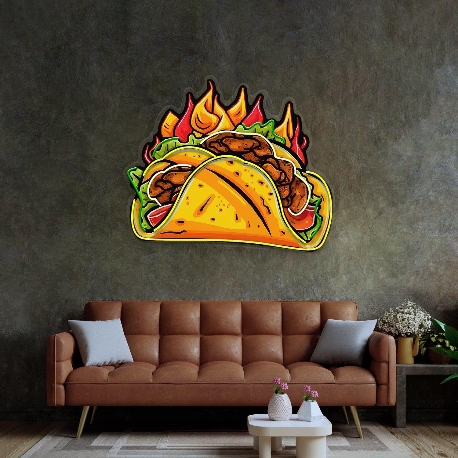 Spicy Taco Vibrant Flame Uv Printed Led Neon Sign For Restaurant Home Decor | Shineneon