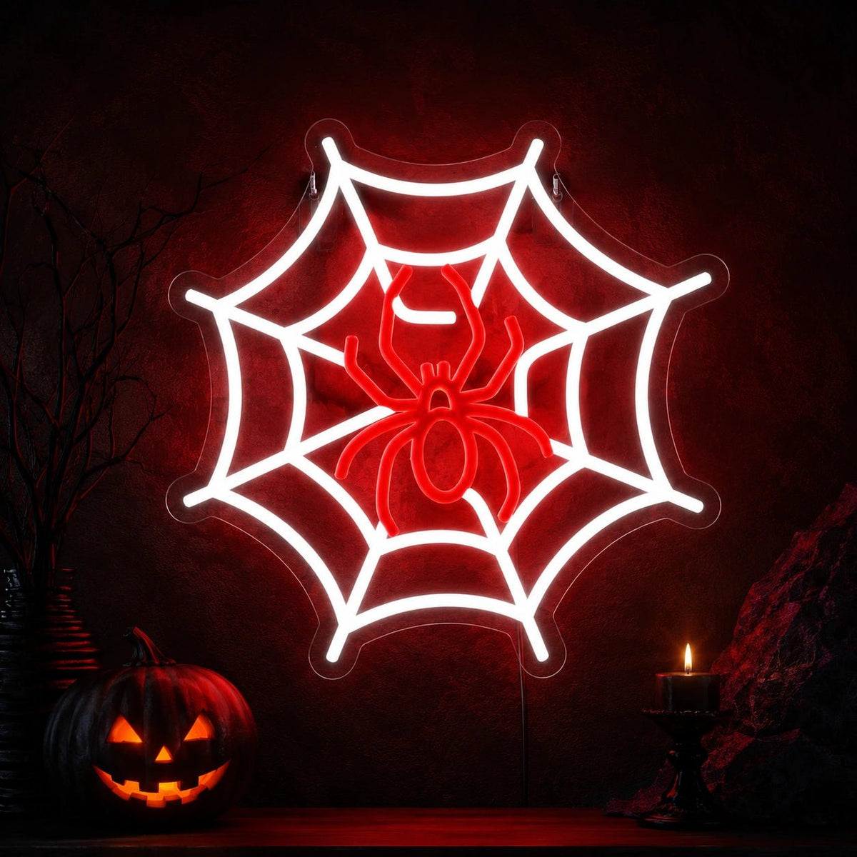 Spider On Web LED Neon Sign - Shineneon