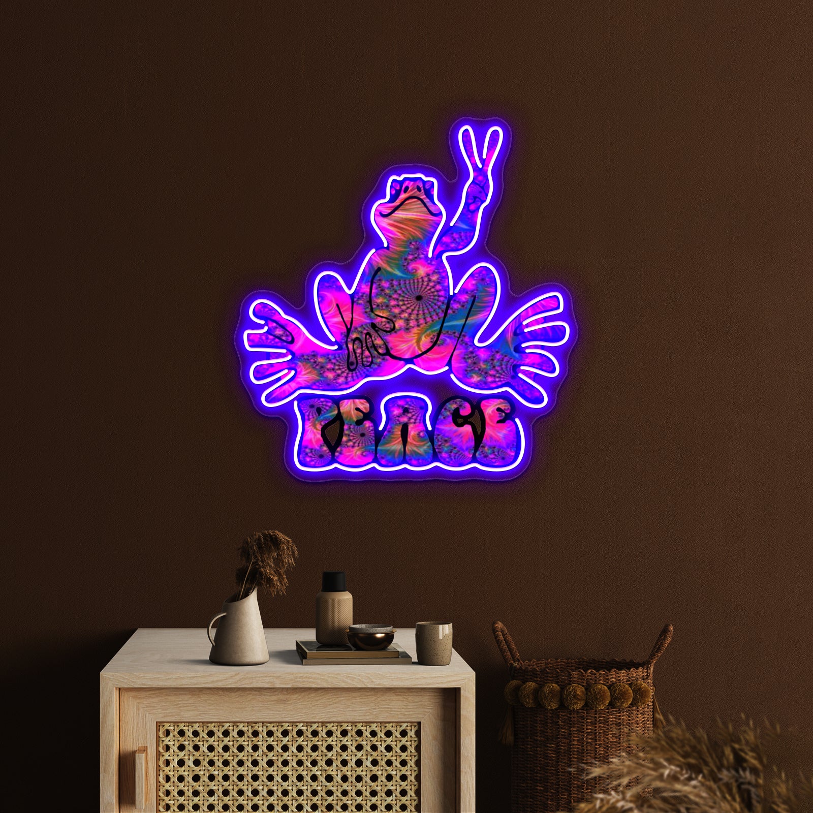 Spiral Colorful Peace Frog Wall Artwork Neon Signs | Shineneon