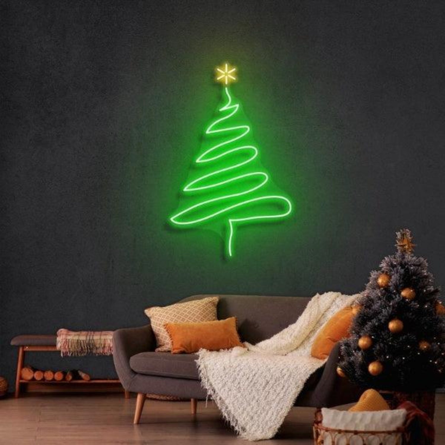 Spiral Green-Yellow Christmas Tree Led Neon Sign For Indoor Holiday Decor | Shineneon