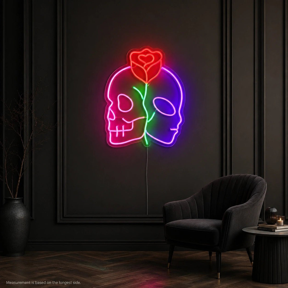 Split Alien Skull Rose LED Neon Sign - Shineneon