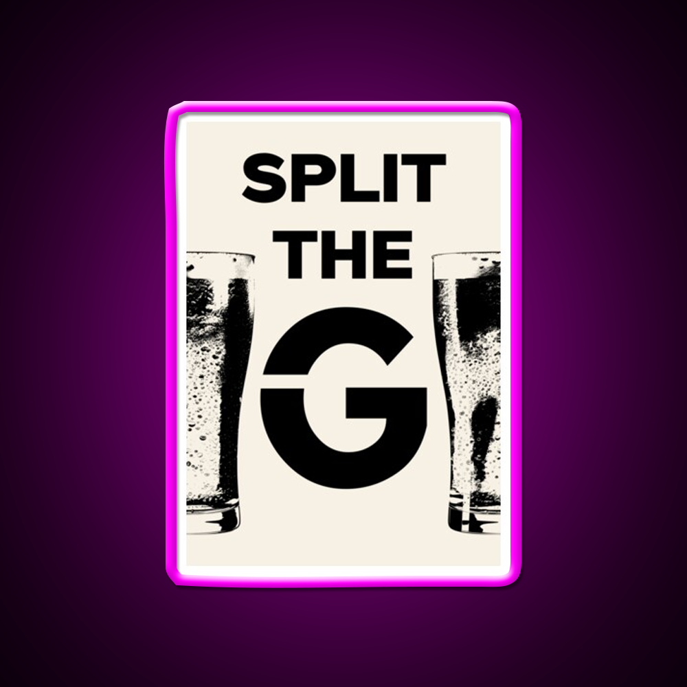 Split The G Beer Bar Decor Led Neon Sign Wall Art Rgb Color - Neon sign mounted on wall in room