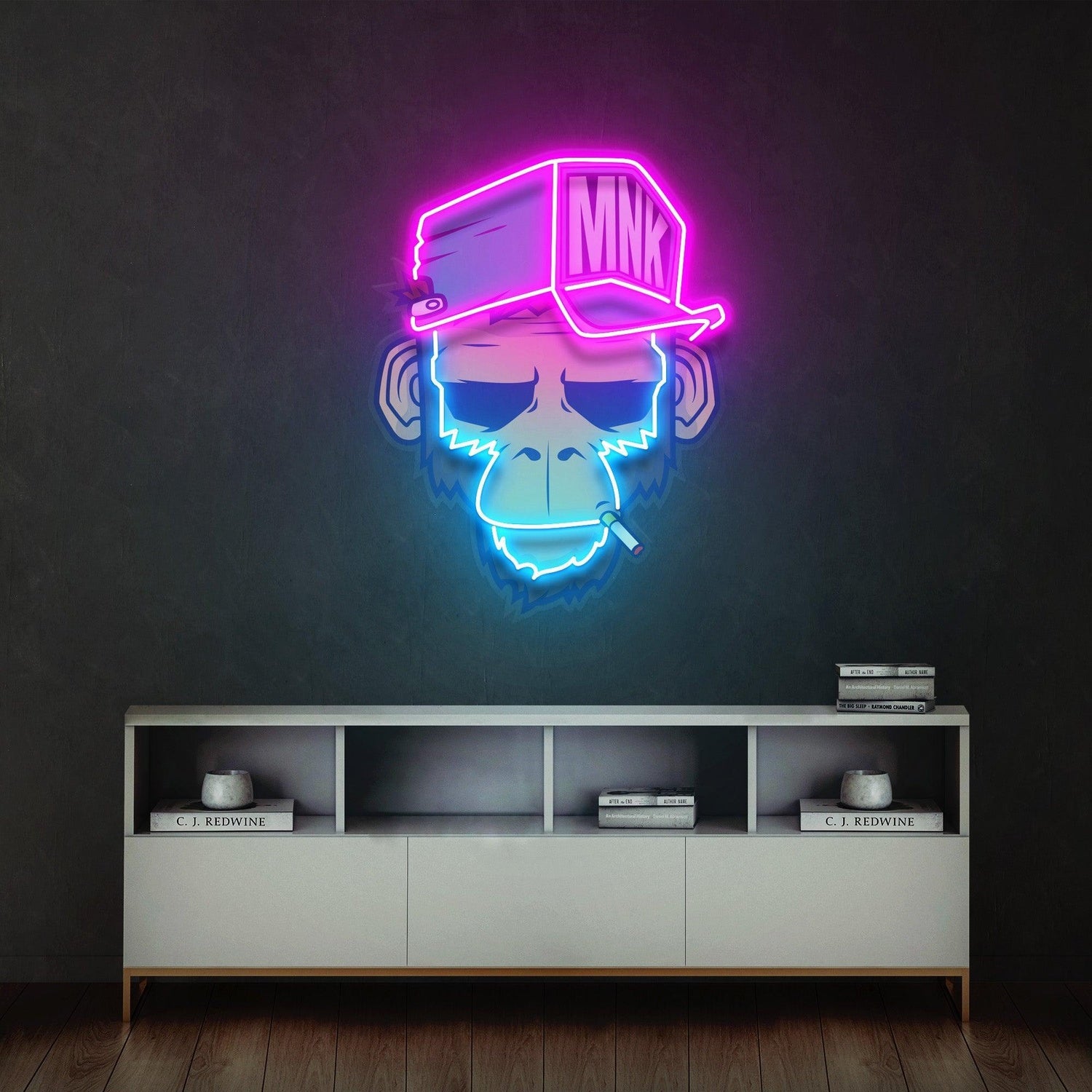 Spoiled Monkey Mnk Pink Blue Uv Printed Led Neon Sign For Indoor Wall Art Studio | Shineneon