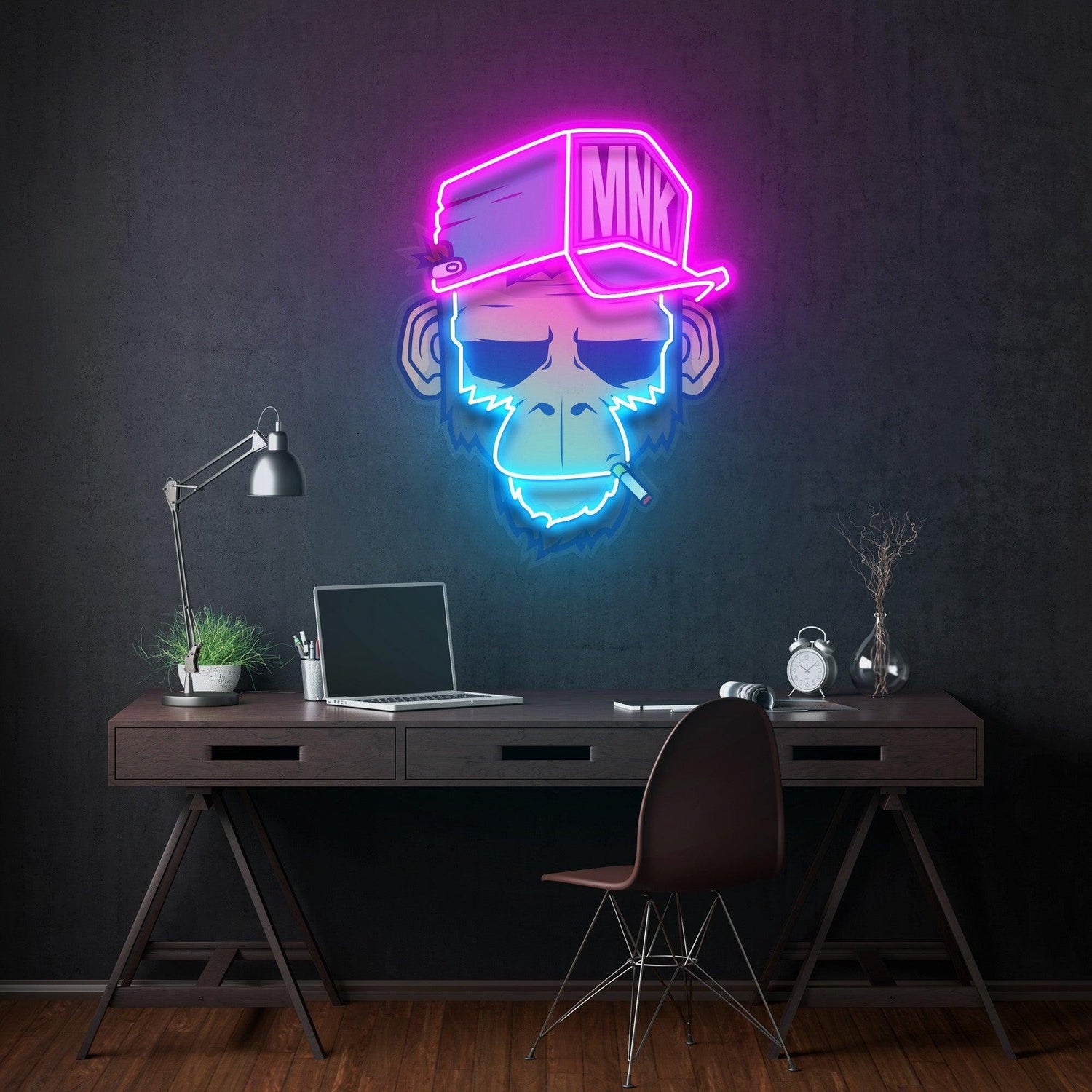 Spoiled Monkey Mnk Pink Blue Uv Printed Led Neon Sign For Indoor Wall Art Studio | Shineneon