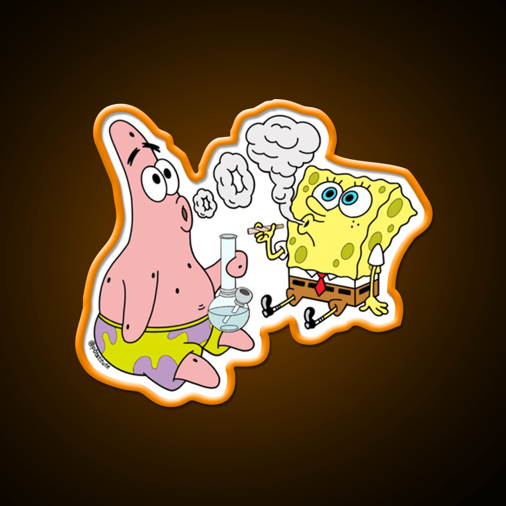 Spongebob And Patrick Weed Cartoon Artneon Green Leaf Led Neon Sign Rgb Color - Shineneon