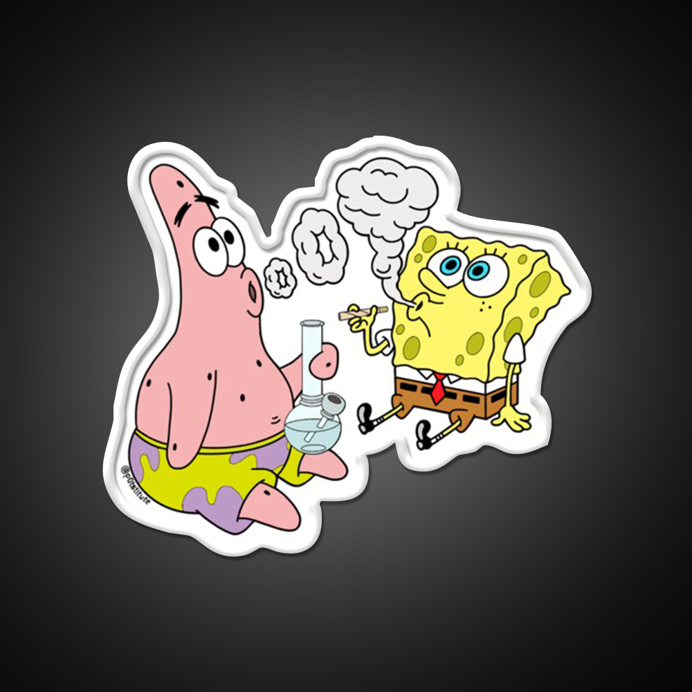 Spongebob And Patrick Weed Cartoon Artneon Green Leaf Led Neon Sign Rgb Color - LED neon sign view 11