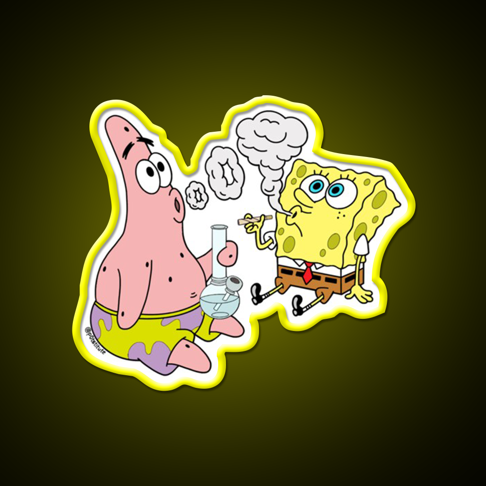 Spongebob And Patrick Weed Cartoon Artneon Green Leaf Led Neon Sign Rgb Color - LED neon sign view 7