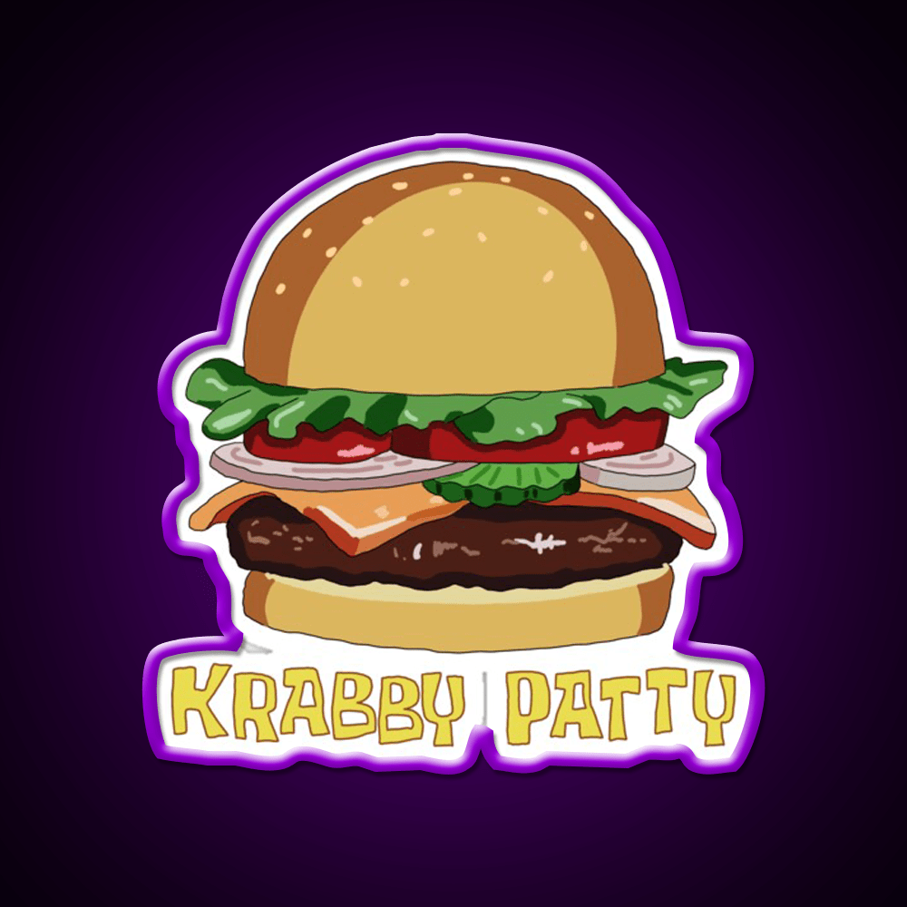 Spongebobs Squarepants Krabby Patty Led Neon Sign For Burger Place Rgb Color - Shineneon
