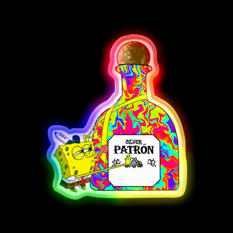 Spongebobxpatron Party Drink Tequila Led Neon Sign Rgb Color - LED neon sign close-up detail