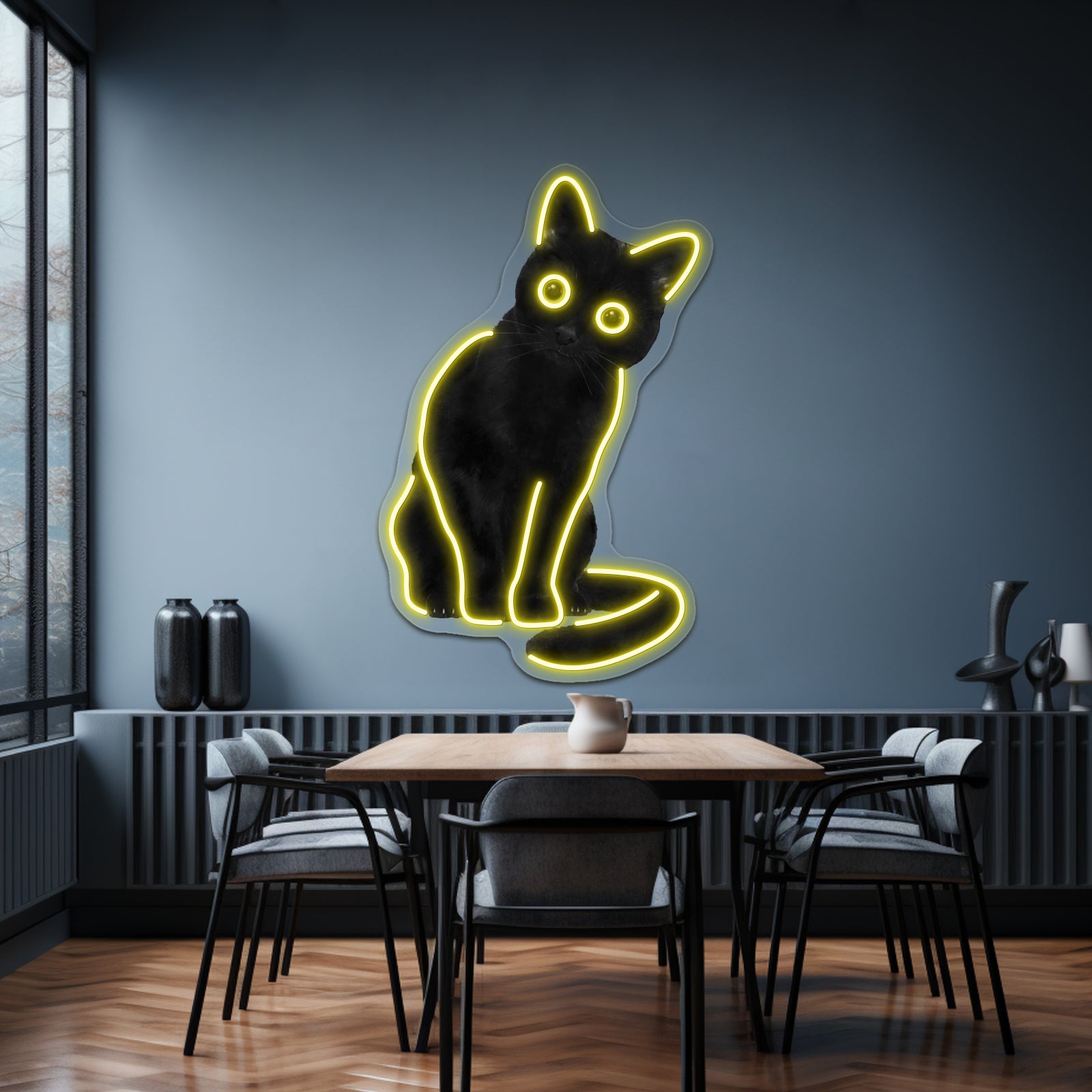 Spooky Cute Cat Artwork Custom Led Signs | Shineneon