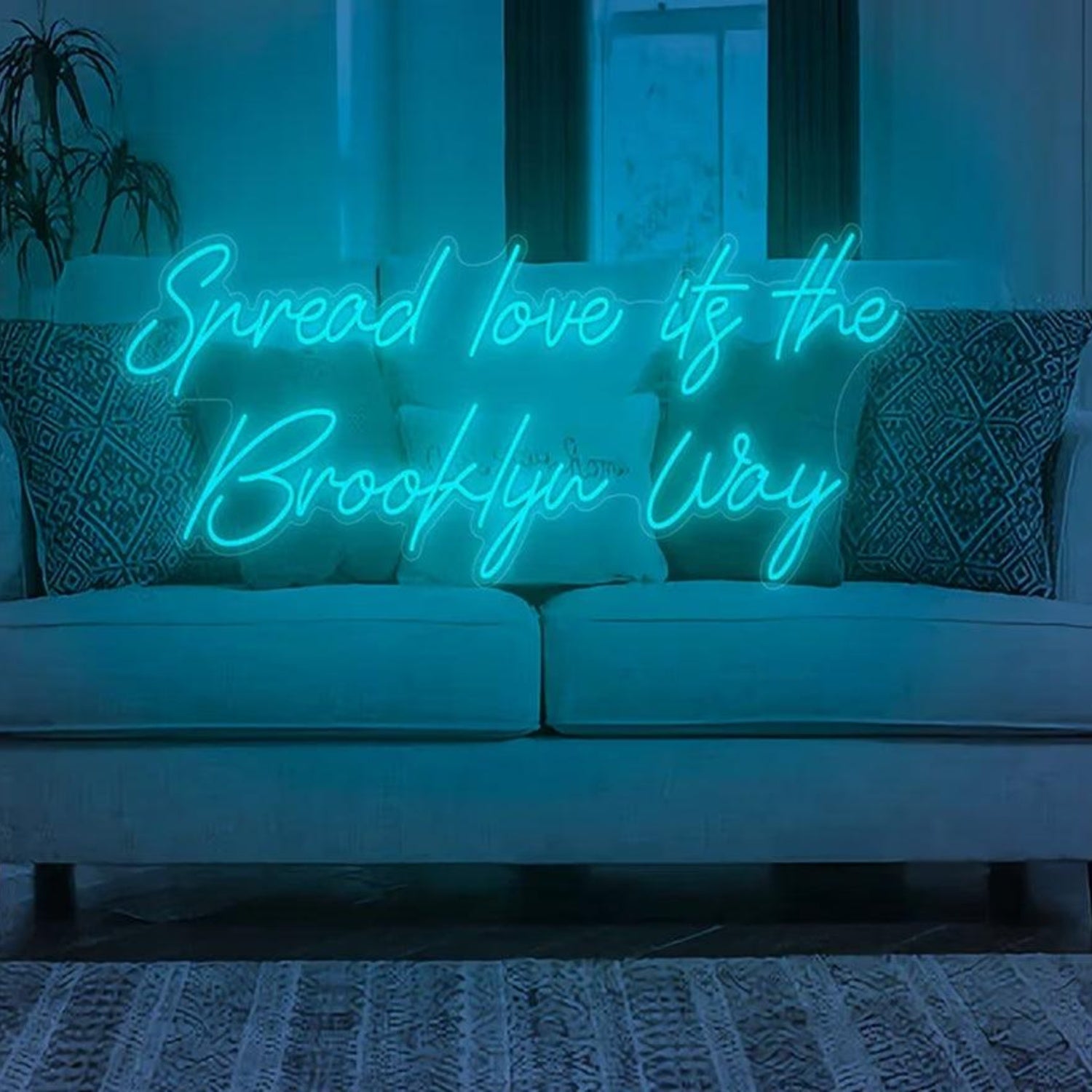 Spread Love Its The Brooklyn Way Blue Led Neon Sign For Living Room Decor | Shineneon