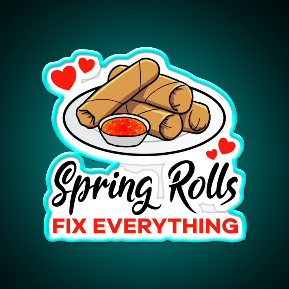 Spring Rolls Fix Everything Led Neon Sign Chinese Food Rgb Color - Size and dimension reference