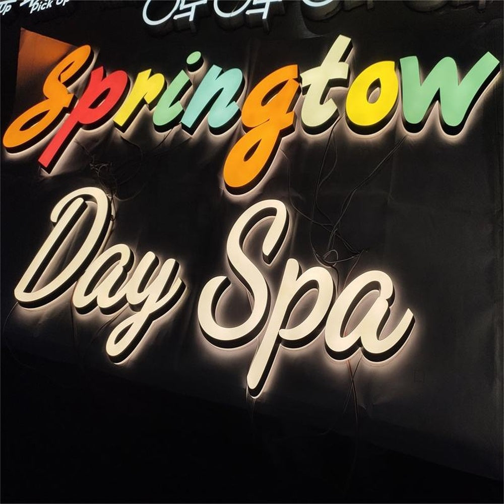 Springtow Day Spa 3D Frontlit And Backlit Channel Letter Led Light Sign