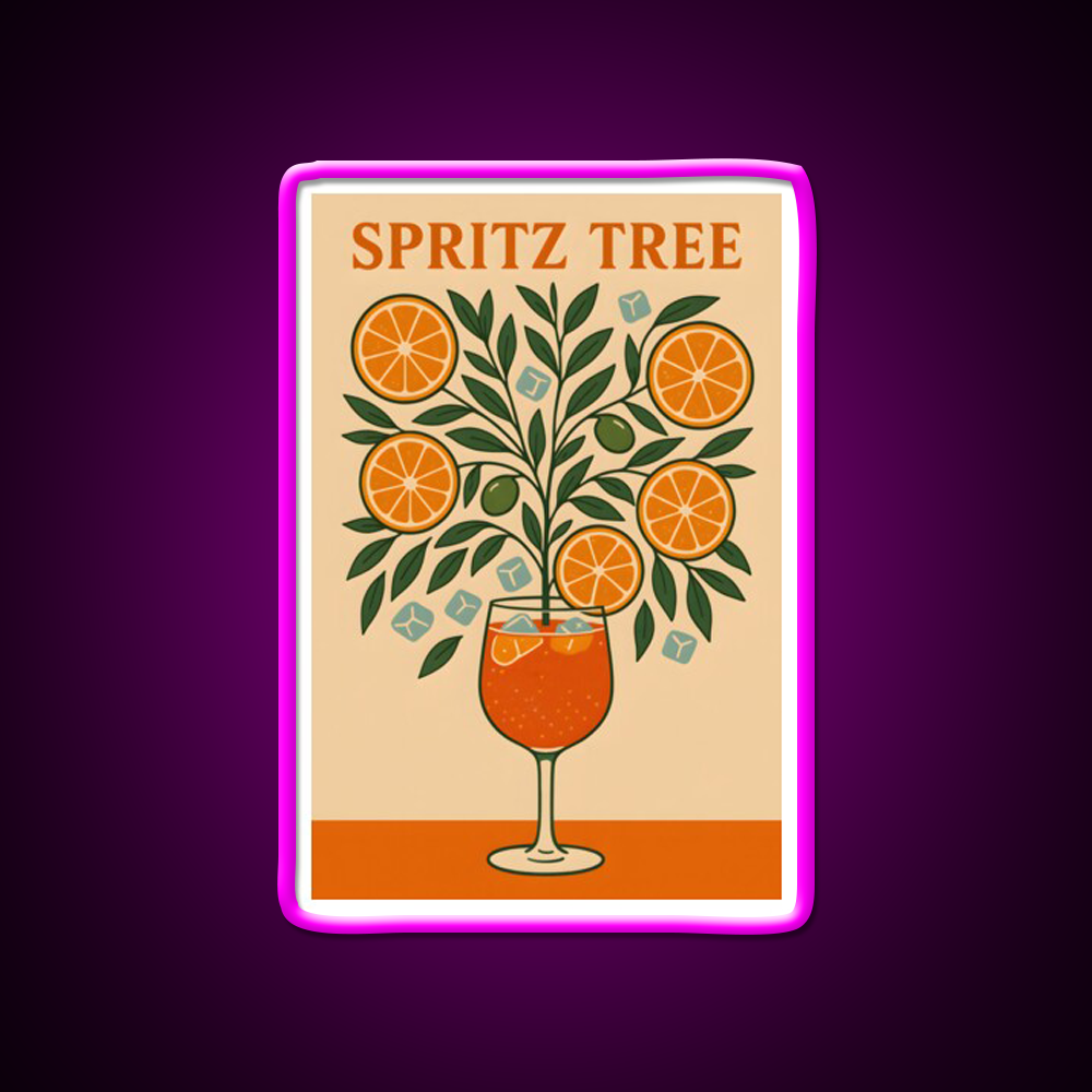 Spritz Tree Cocktail Art Print Cocktail Bar Decor Led Neon Sign Rgb Color - Neon sign mounted on wall in room