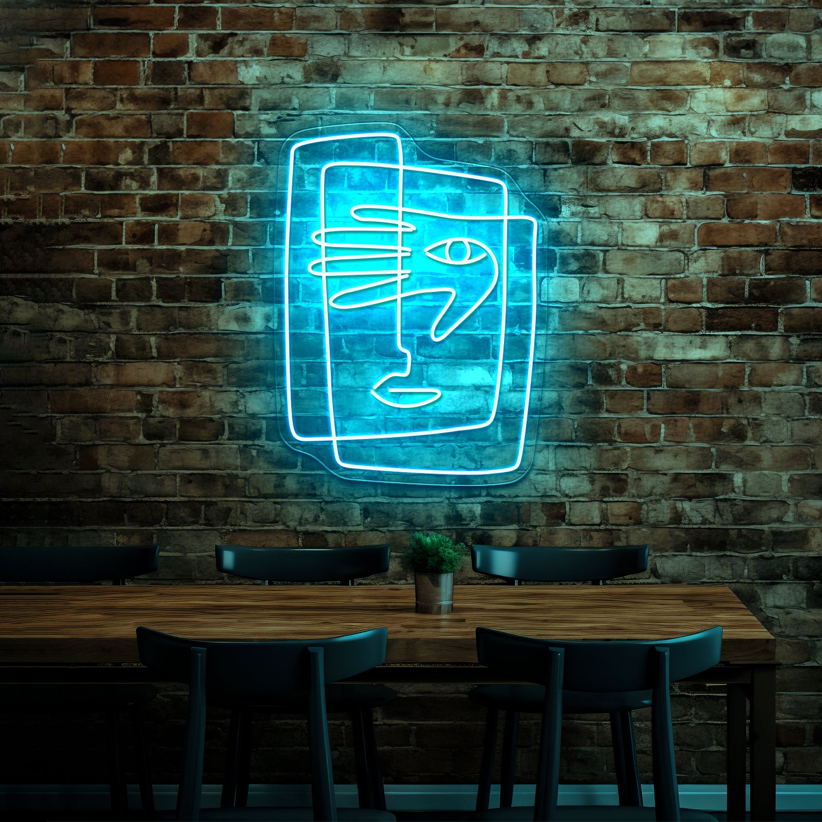 Square Face Line Art Wall Artwork Neon Signs | Shineneon