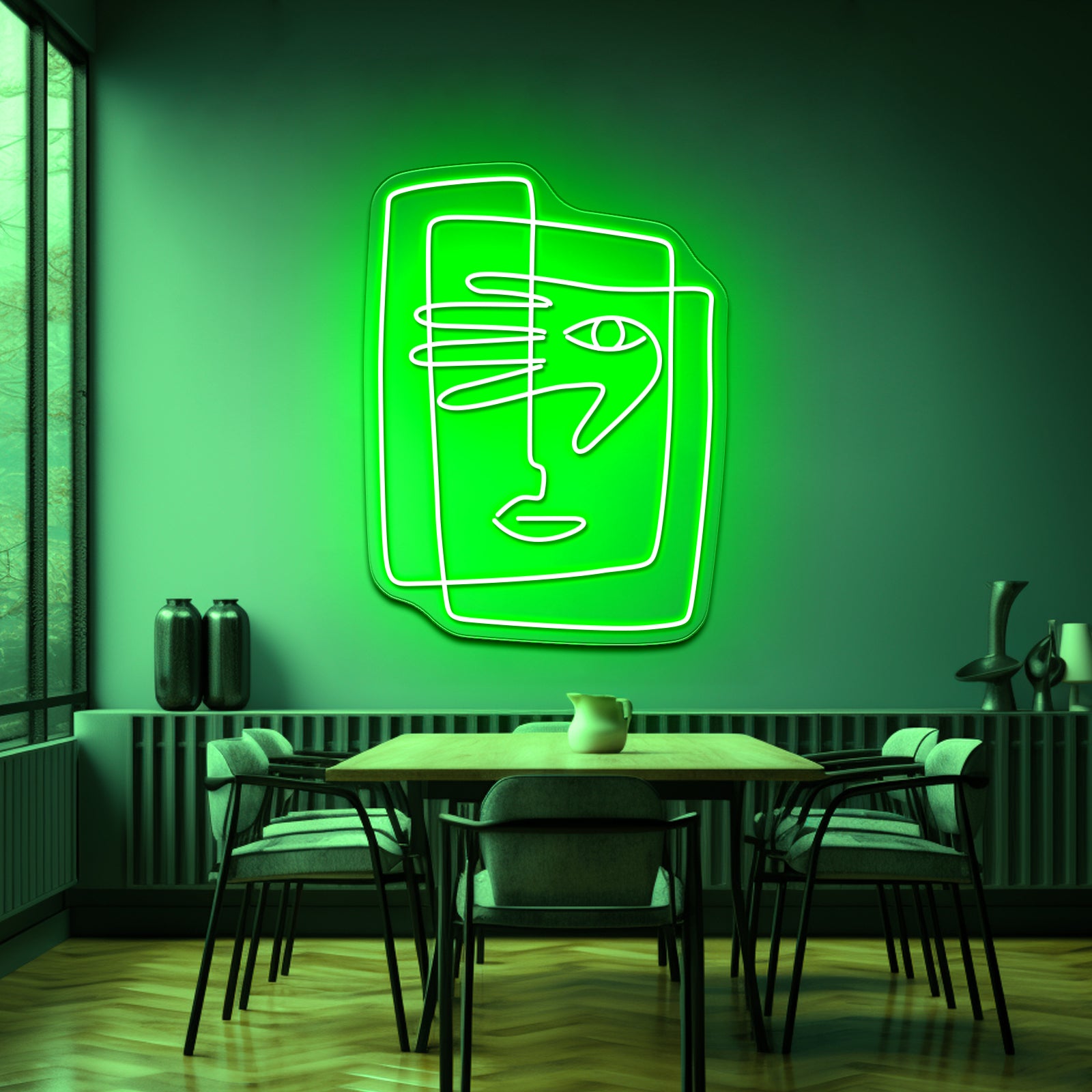 Square Face Line Art Wall Artwork Neon Signs | Shineneon