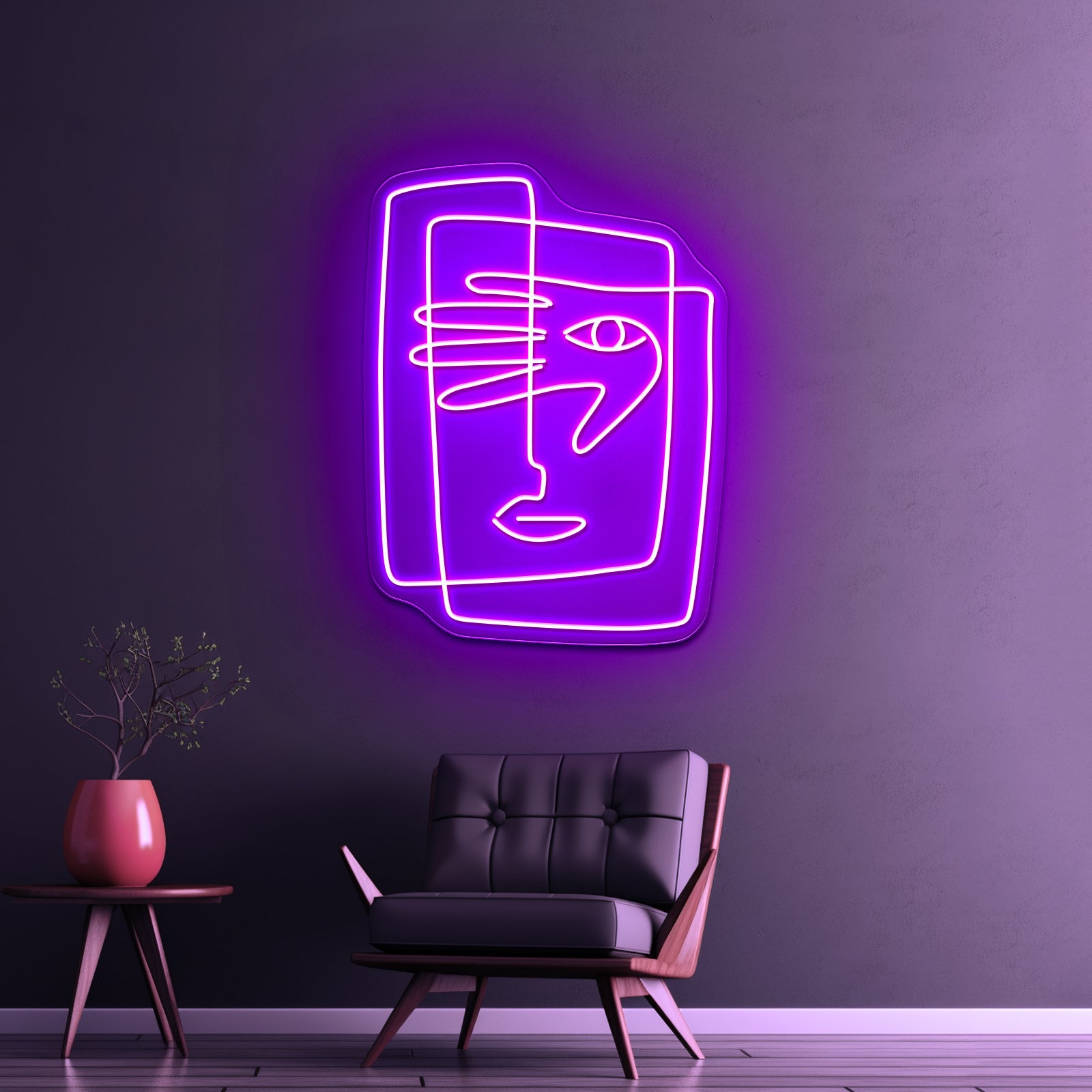 Square Face Line Art Wall Artwork Neon Signs | Shineneon