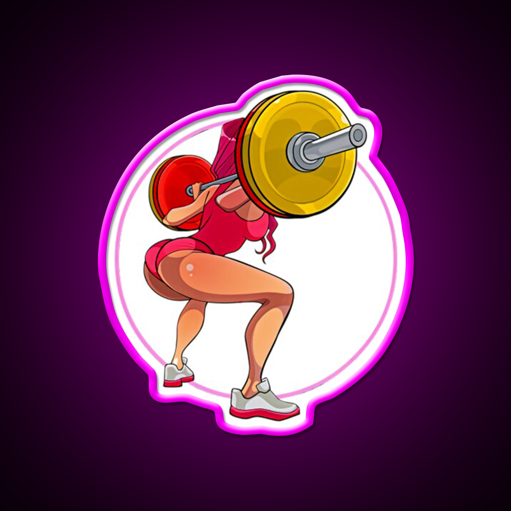 Squat Female Strong Female Strong Girl Gym Fitness Led Neon Sign Rgb Color