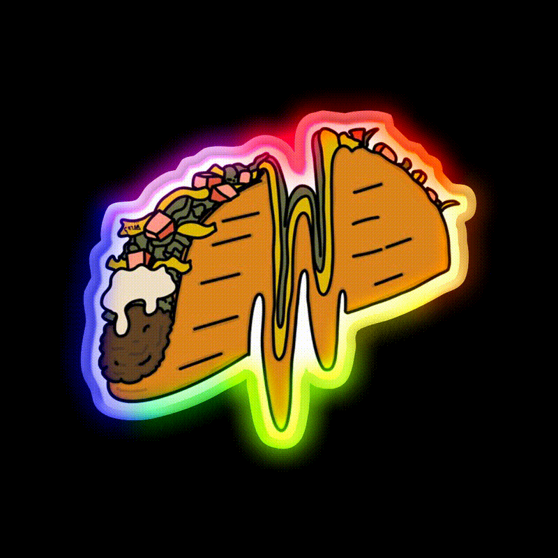 Squiggle Taco Led Neon Sign Mexican Food Sign Rgb Color - LED neon sign close-up detail
